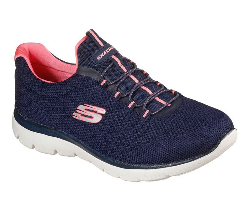 Skechers Summits - Cool Classic - Womens Slip On Shoes Navy/Pink [AU-MM8978]